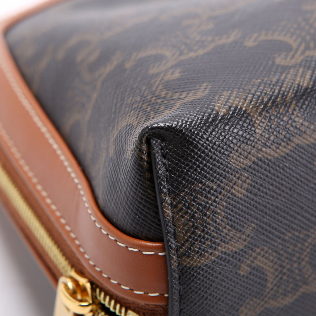 Triomphe Canvas Cosmetic Pouch Medium Brown