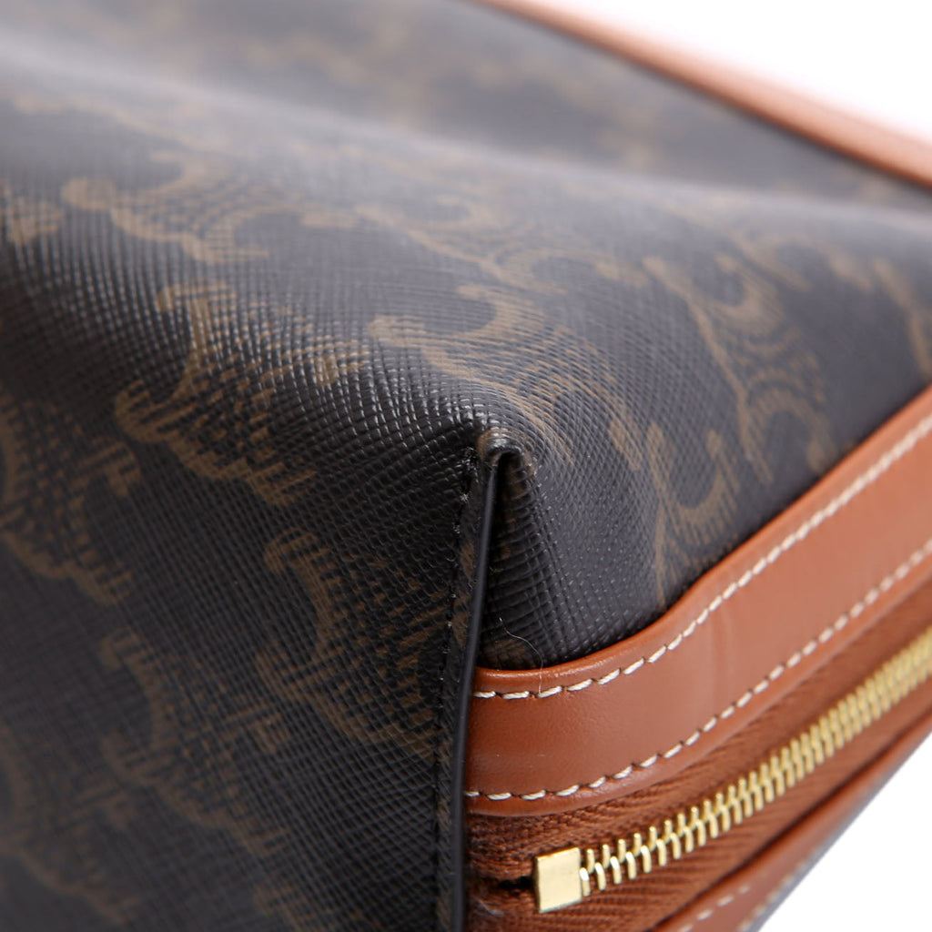 Triomphe Canvas Cosmetic Pouch Medium Brown