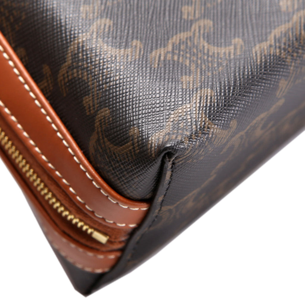 Triomphe Canvas Cosmetic Pouch Medium Brown