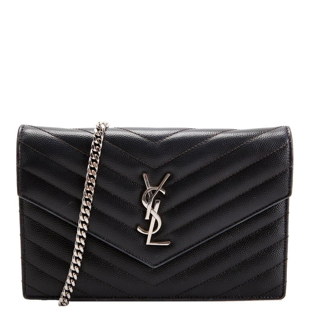 SAINT LAURENT Envelope Chain Wallet 393953 Black