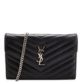 SAINT LAURENT Envelope Chain Wallet 393953 Black