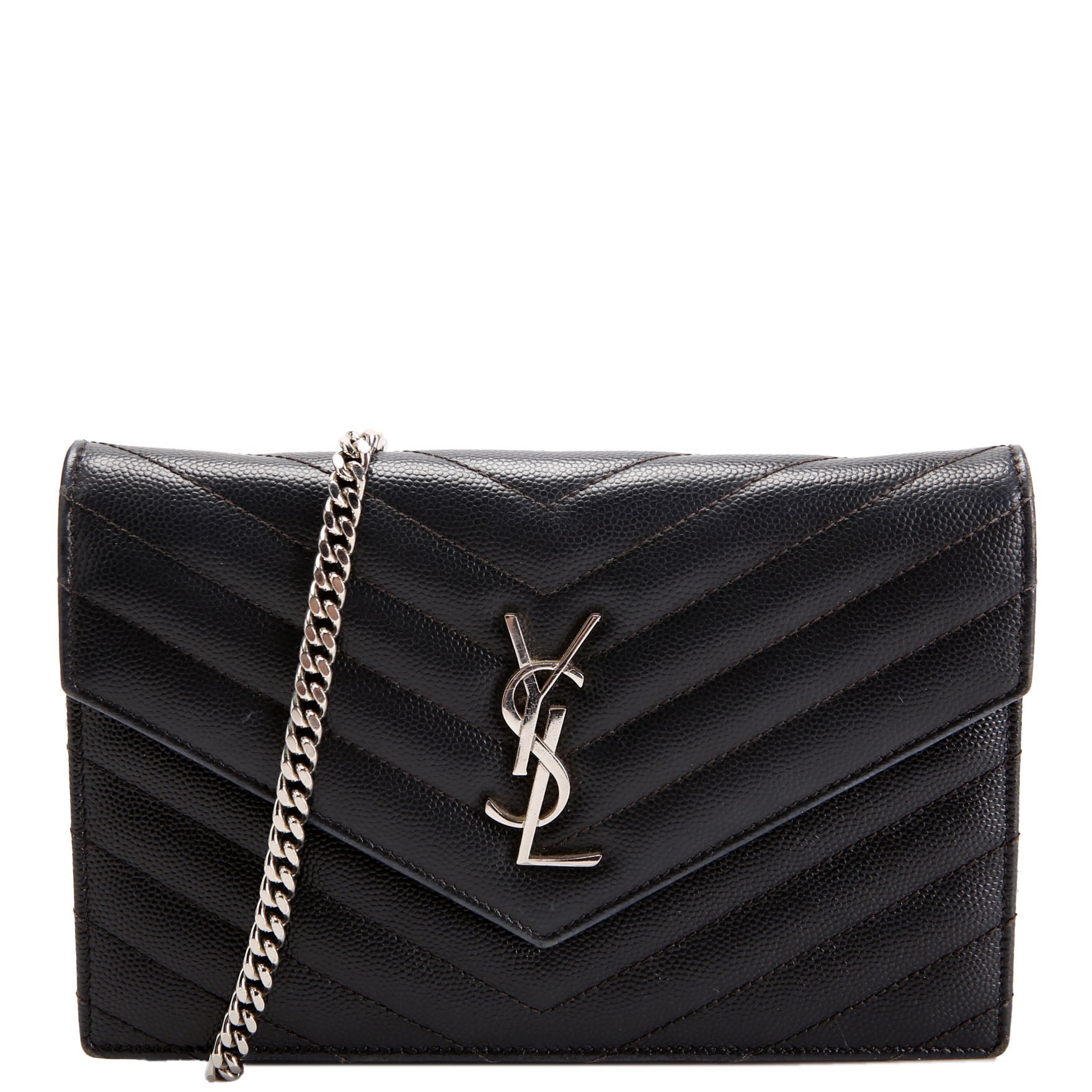 SAINT LAURENT Envelope Chain Wallet 393953 Black
