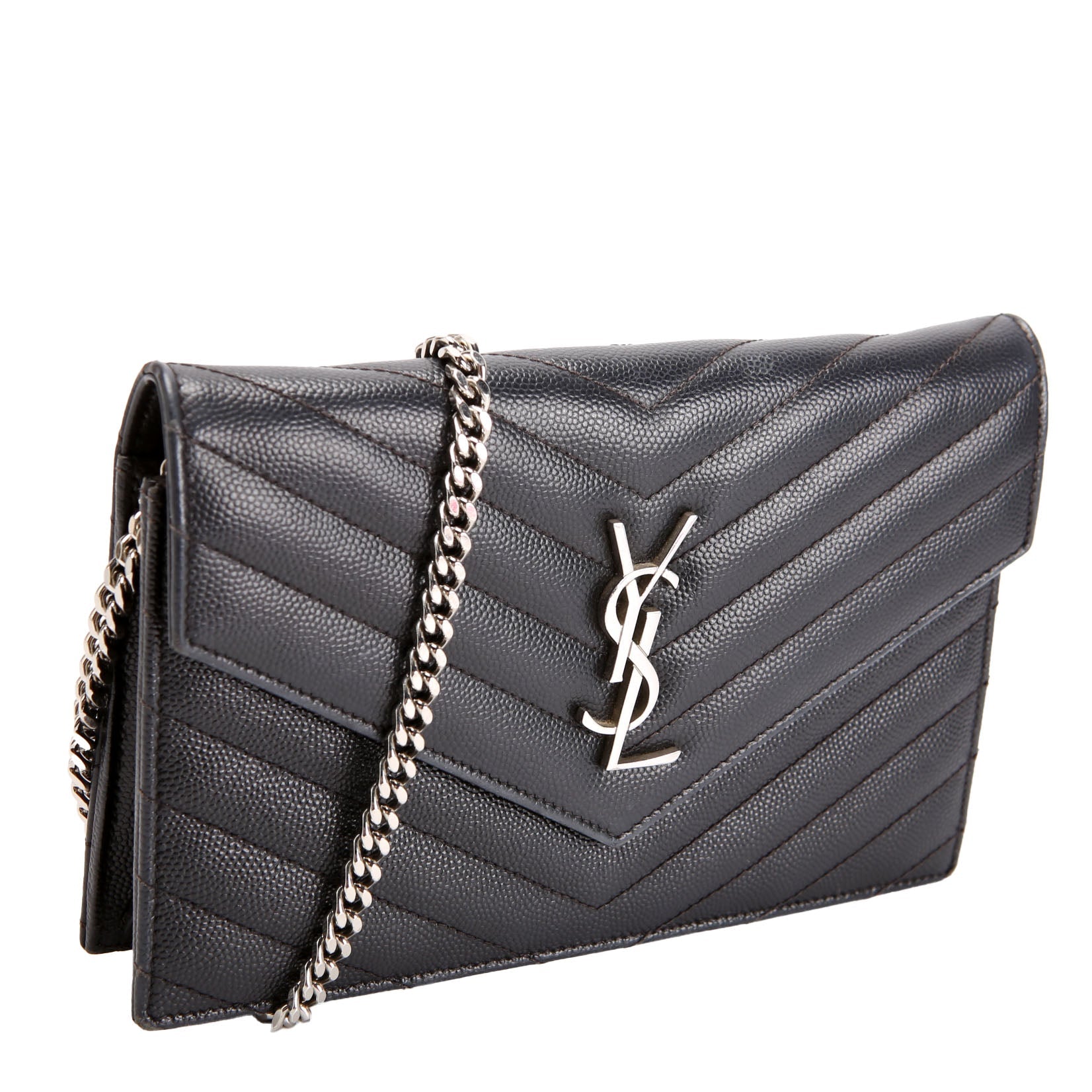 SAINT LAURENT Envelope Chain Wallet 393953 Black
