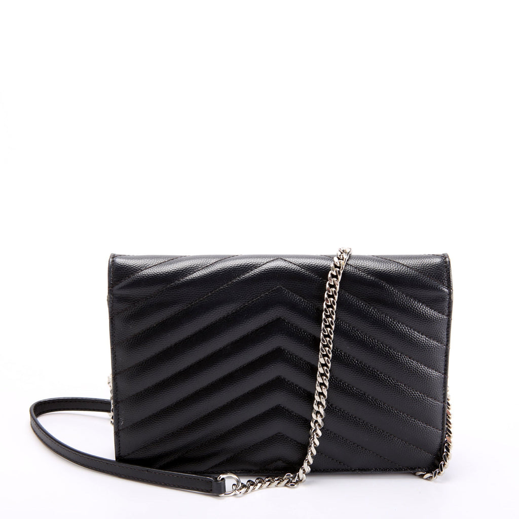 SAINT LAURENT Envelope Chain Wallet 393953 Black