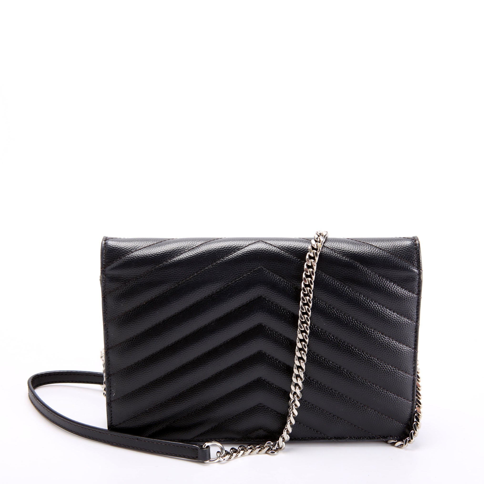 SAINT LAURENT Envelope Chain Wallet 393953 Black