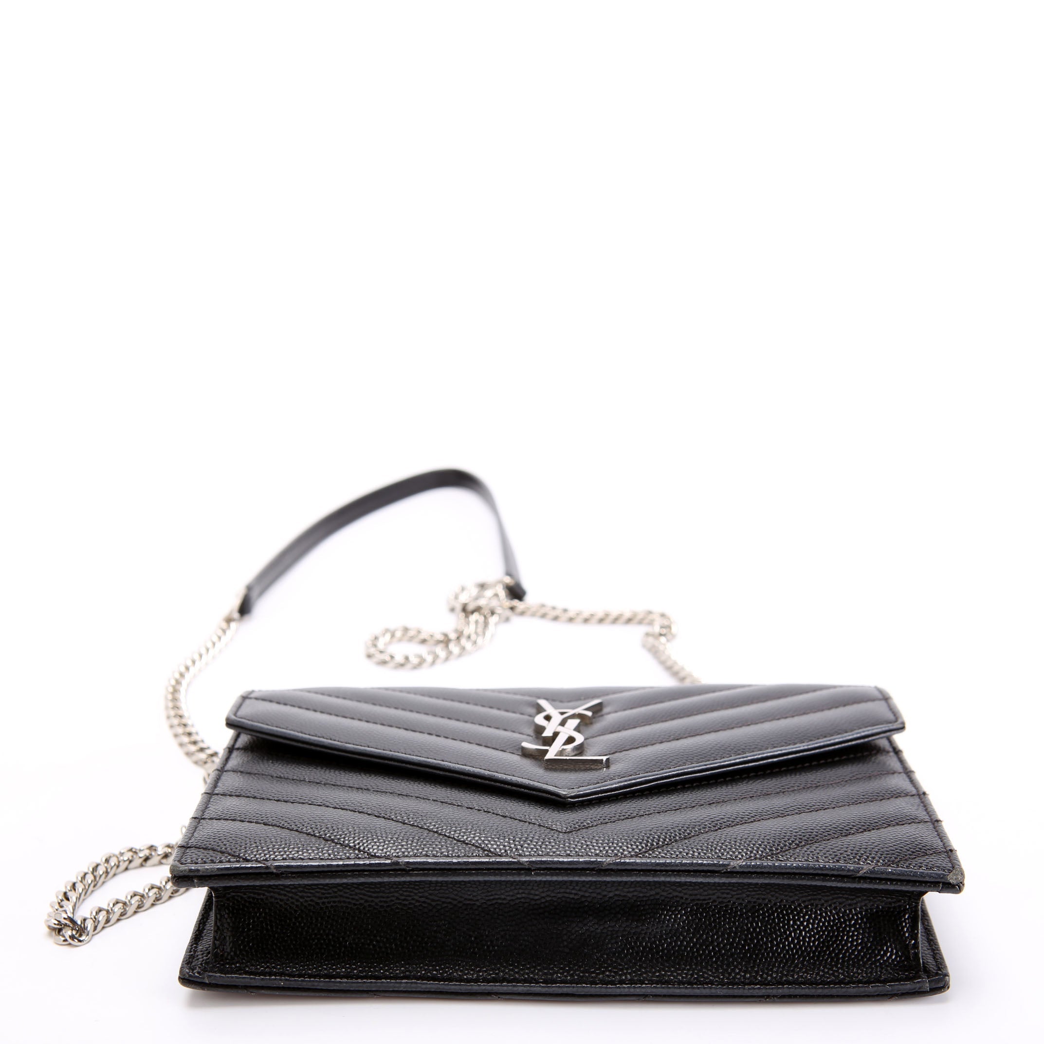 SAINT LAURENT Envelope Chain Wallet 393953 Black