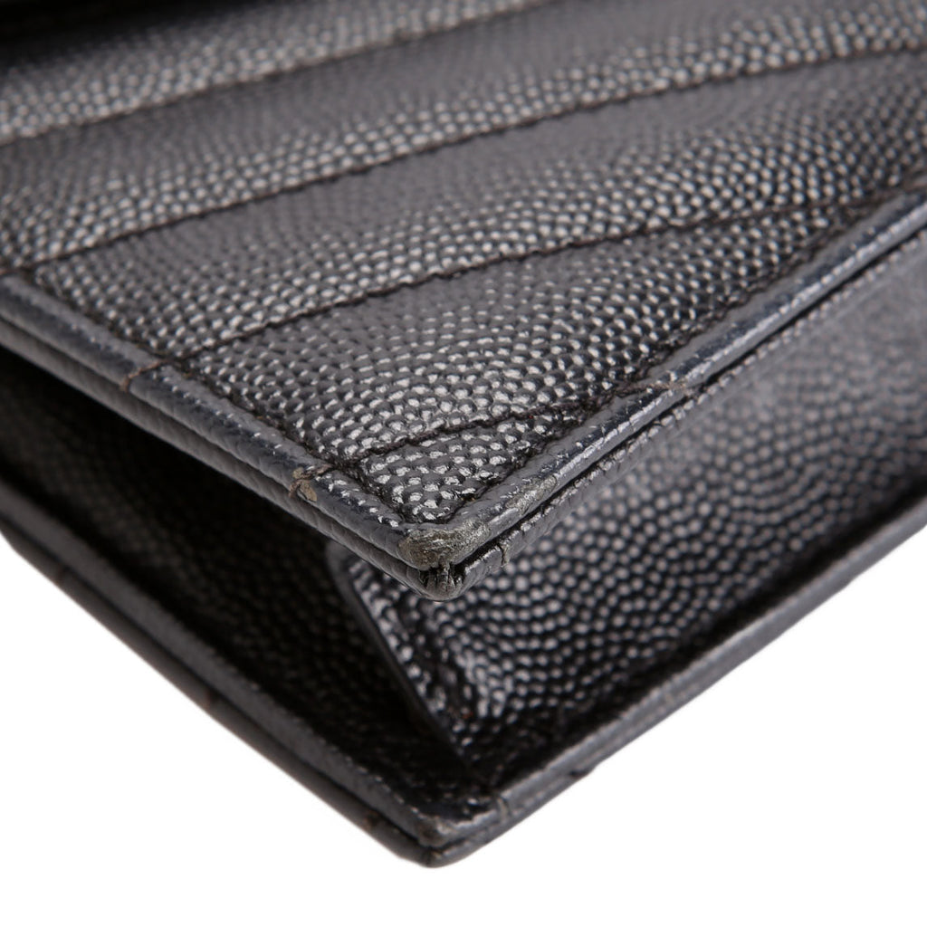 SAINT LAURENT Envelope Chain Wallet 393953 Black