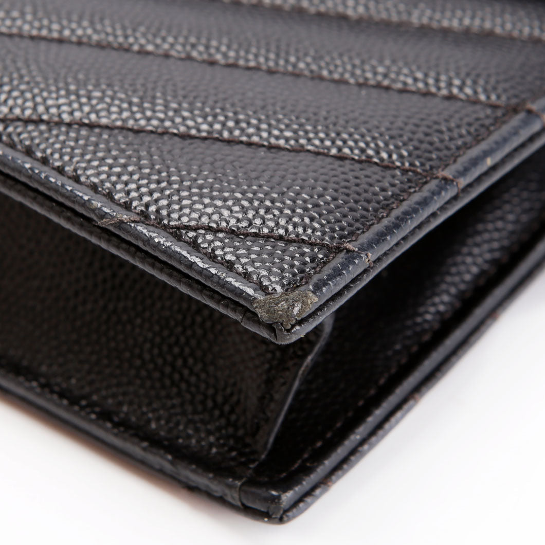SAINT LAURENT Envelope Chain Wallet 393953 Black