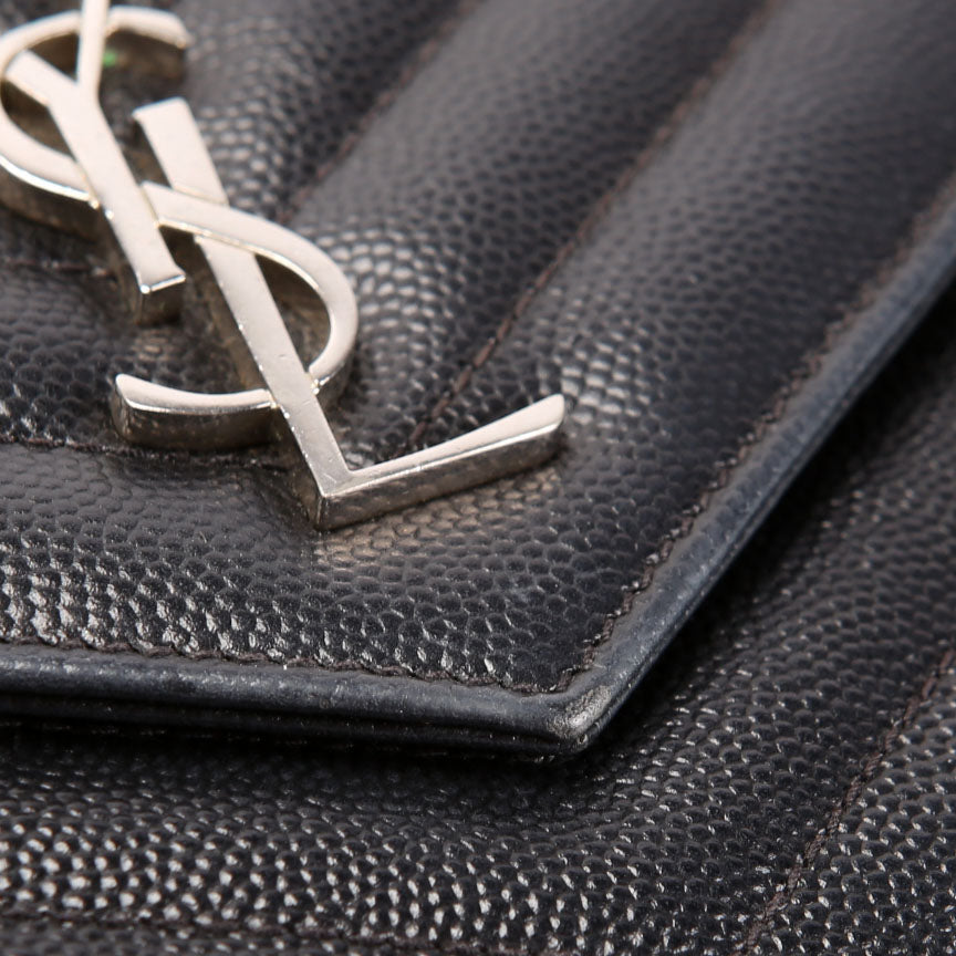 SAINT LAURENT Envelope Chain Wallet 393953 Black