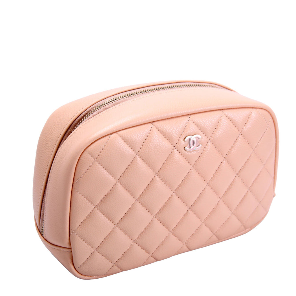 Quilted CC Curvy Cosmetic Case Medium Caviar RFID
