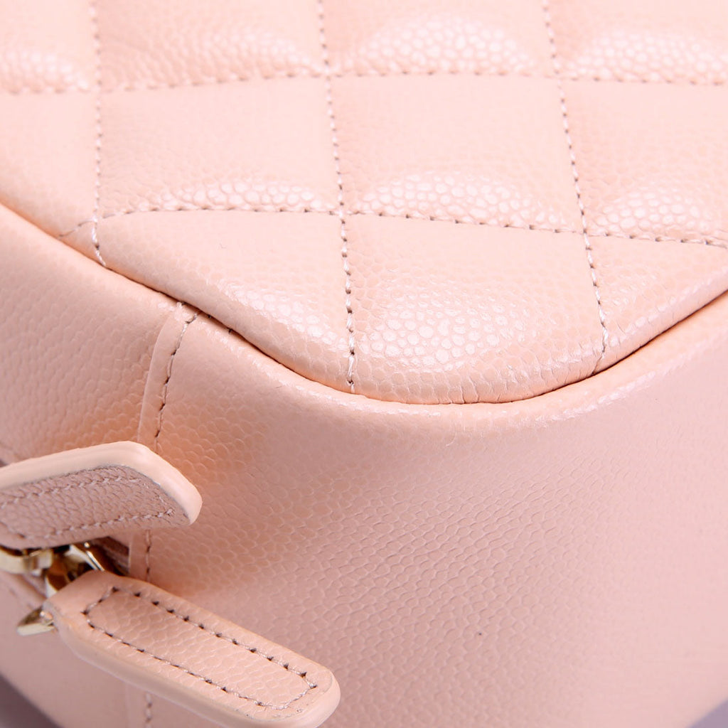 Quilted CC Curvy Cosmetic Case Medium Caviar RFID