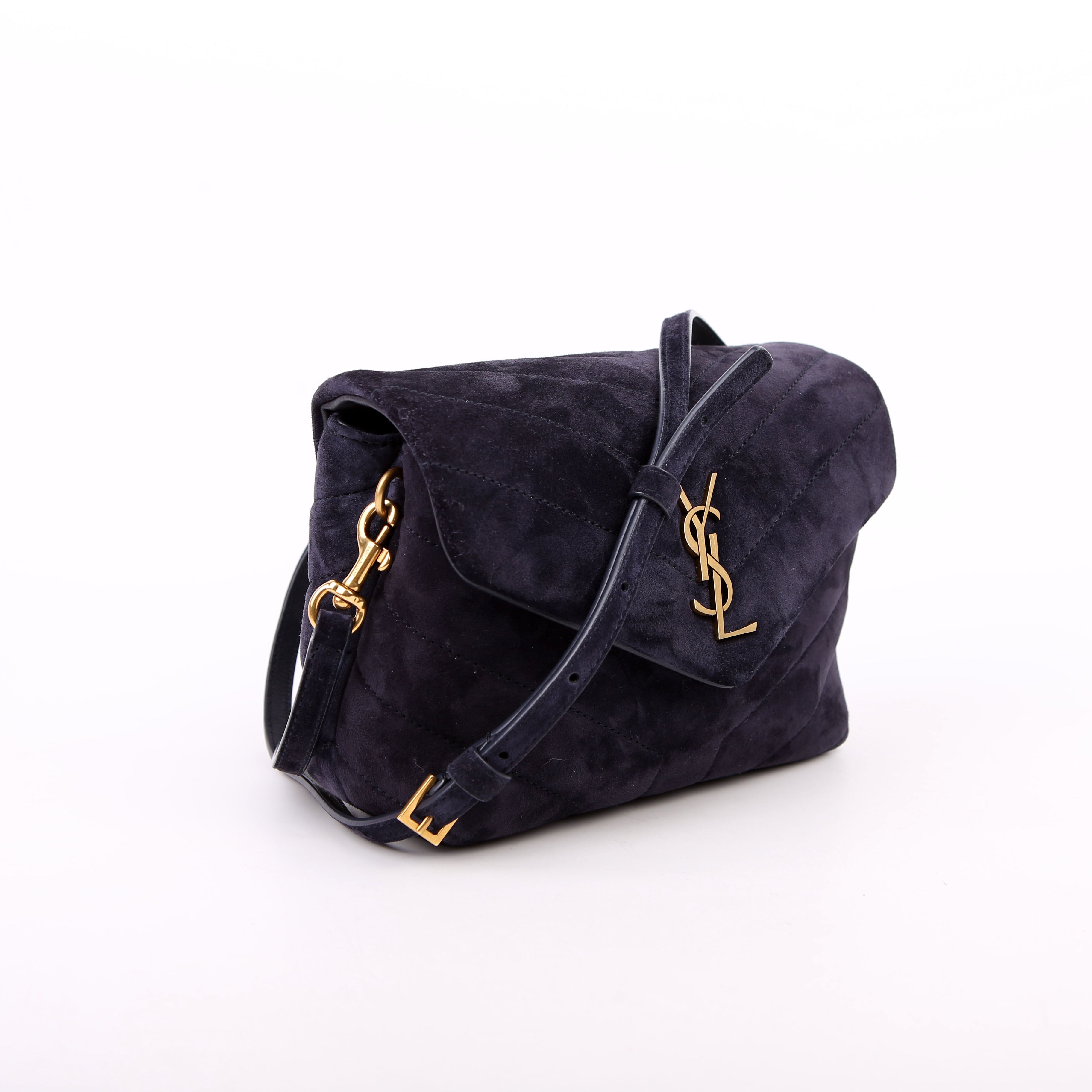 SAINT LAURENT Loulou Suede Satchel Toy Crossbody 678401 Nacy