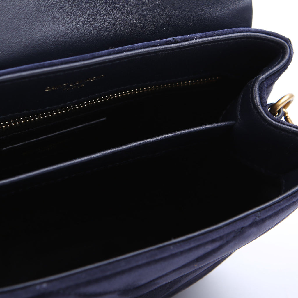SAINT LAURENT Loulou Suede Satchel Toy Crossbody 678401 Nacy