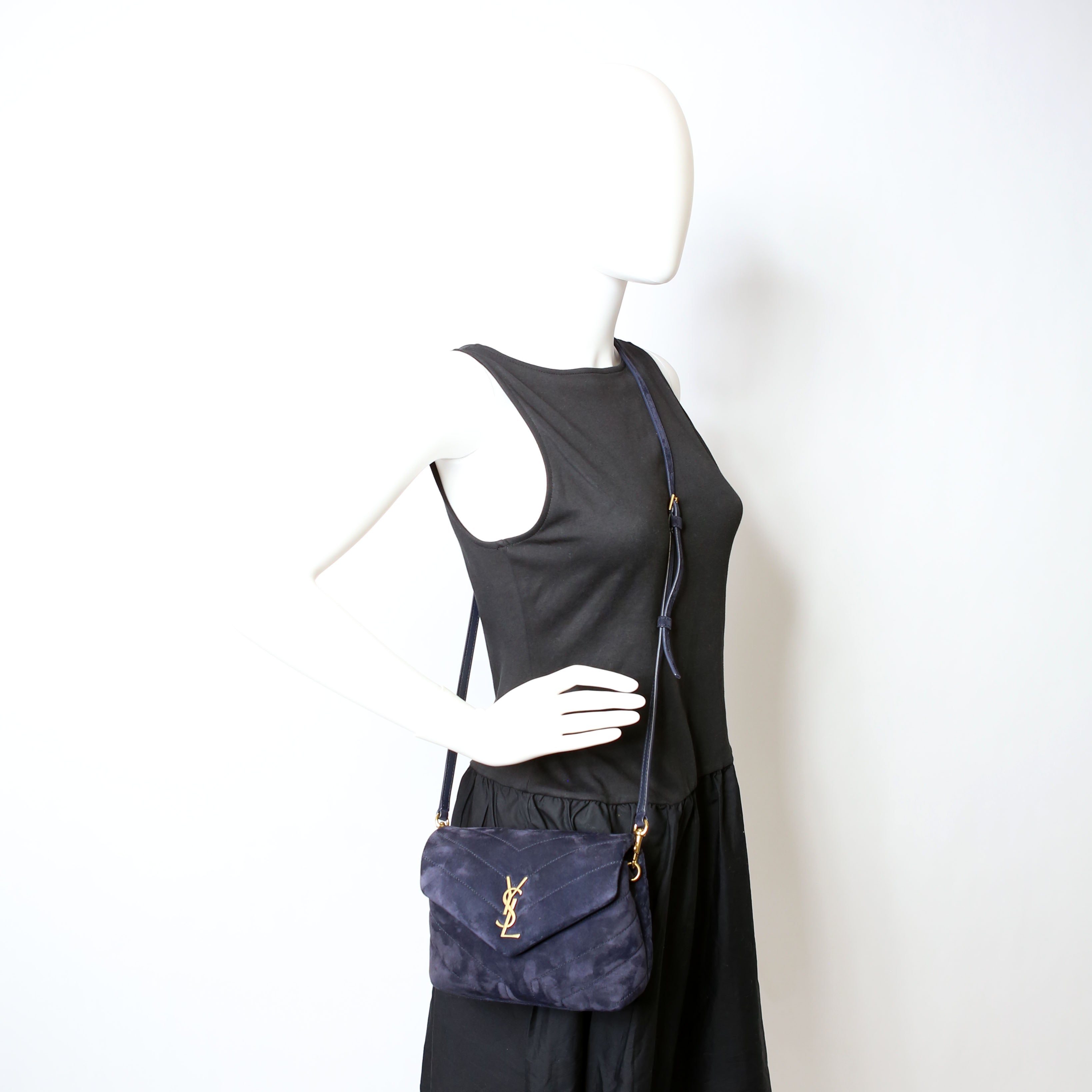 SAINT LAURENT Loulou Suede Satchel Toy Crossbody 678401 Nacy
