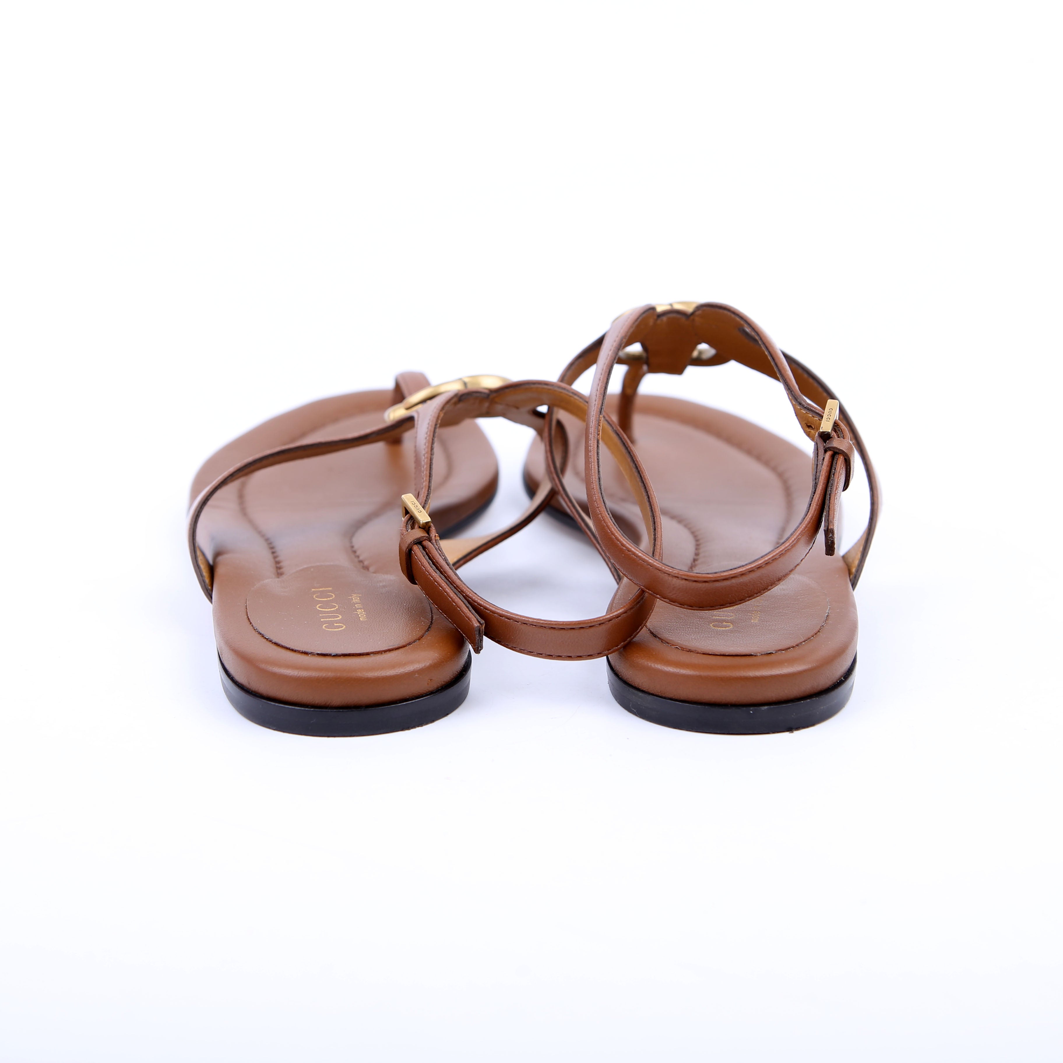 Gucci Marmont T-Strap Slingback Sandals Size 38.5 Brown