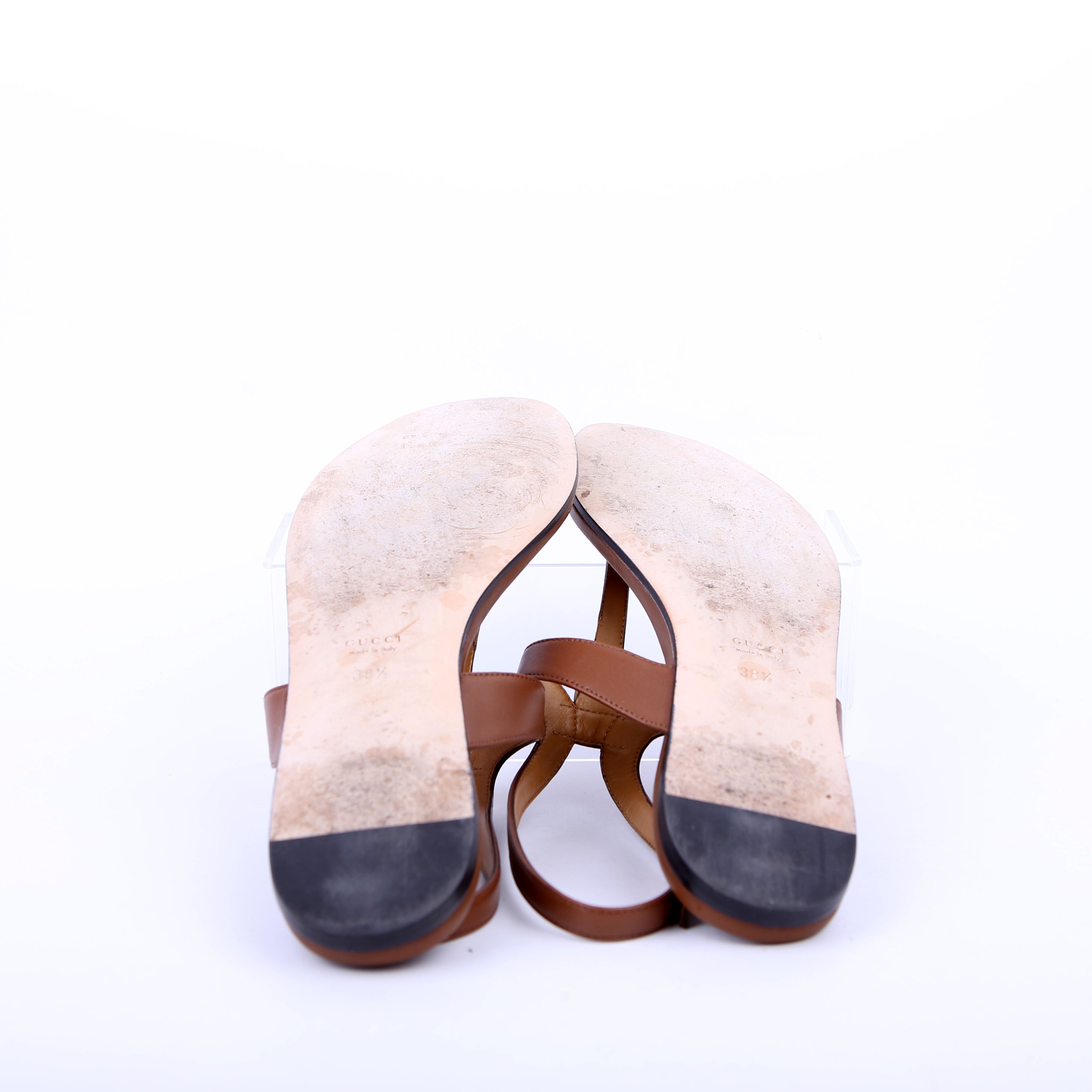 Gucci Marmont T-Strap Slingback Sandals Size 38.5 Brown