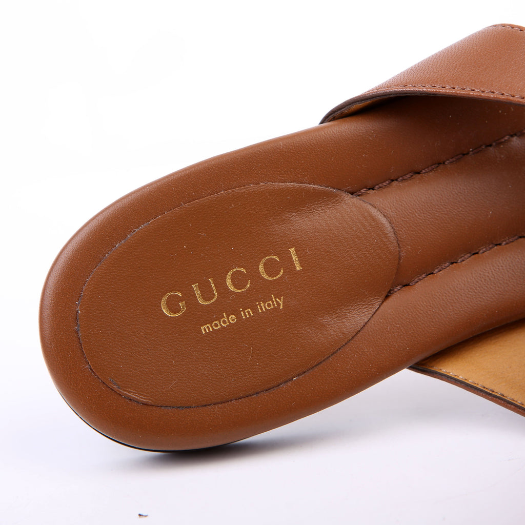 Gucci Marmont T-Strap Slingback Sandals Size 38.5 Brown