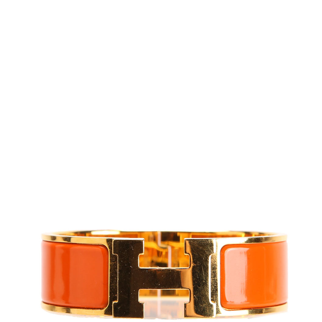 Hermes Clic Clac Wide GM Bracelet Gold/Orange