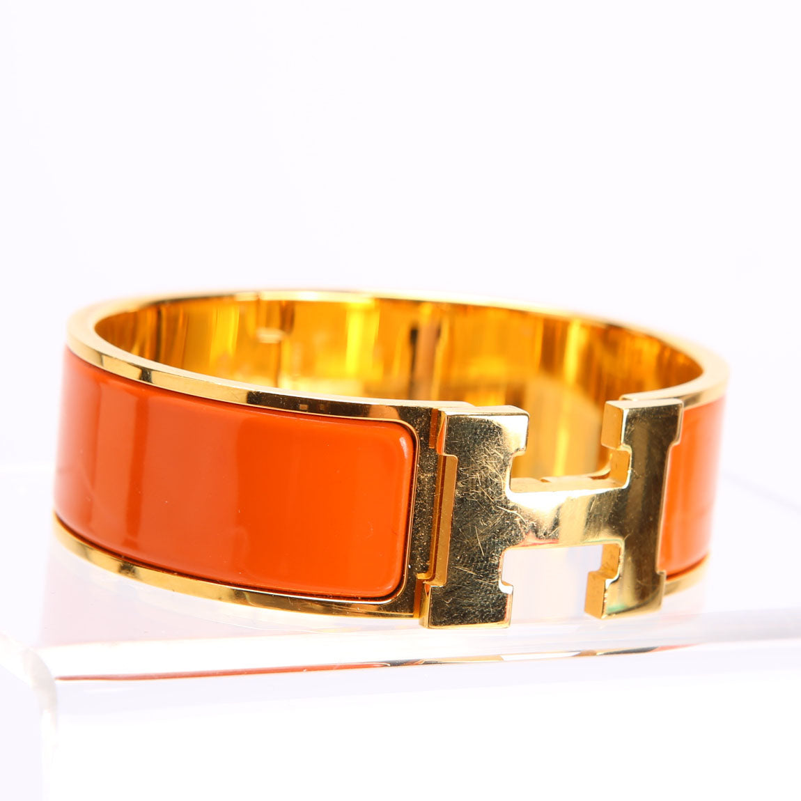 Hermes Clic Clac Wide GM Bracelet Gold/Orange