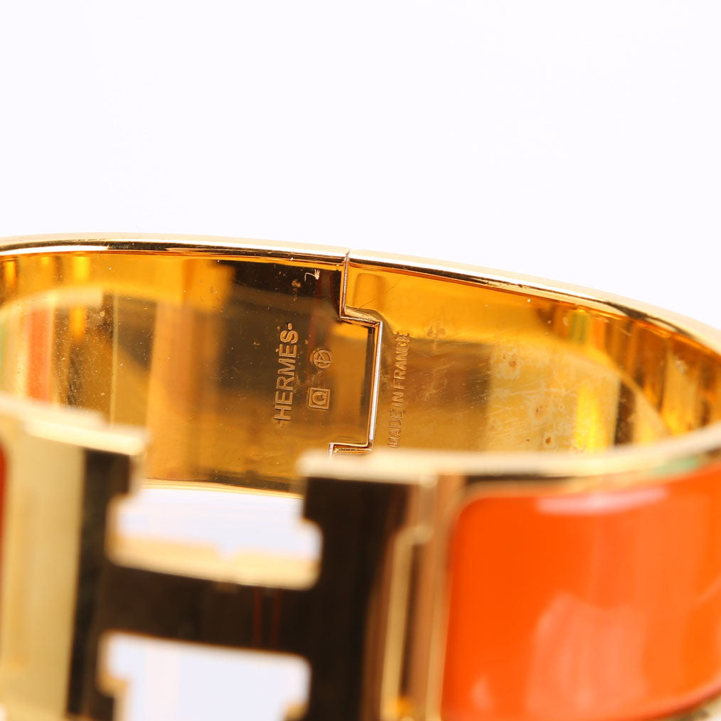 Hermes Clic Clac Wide GM Bracelet Gold/Orange