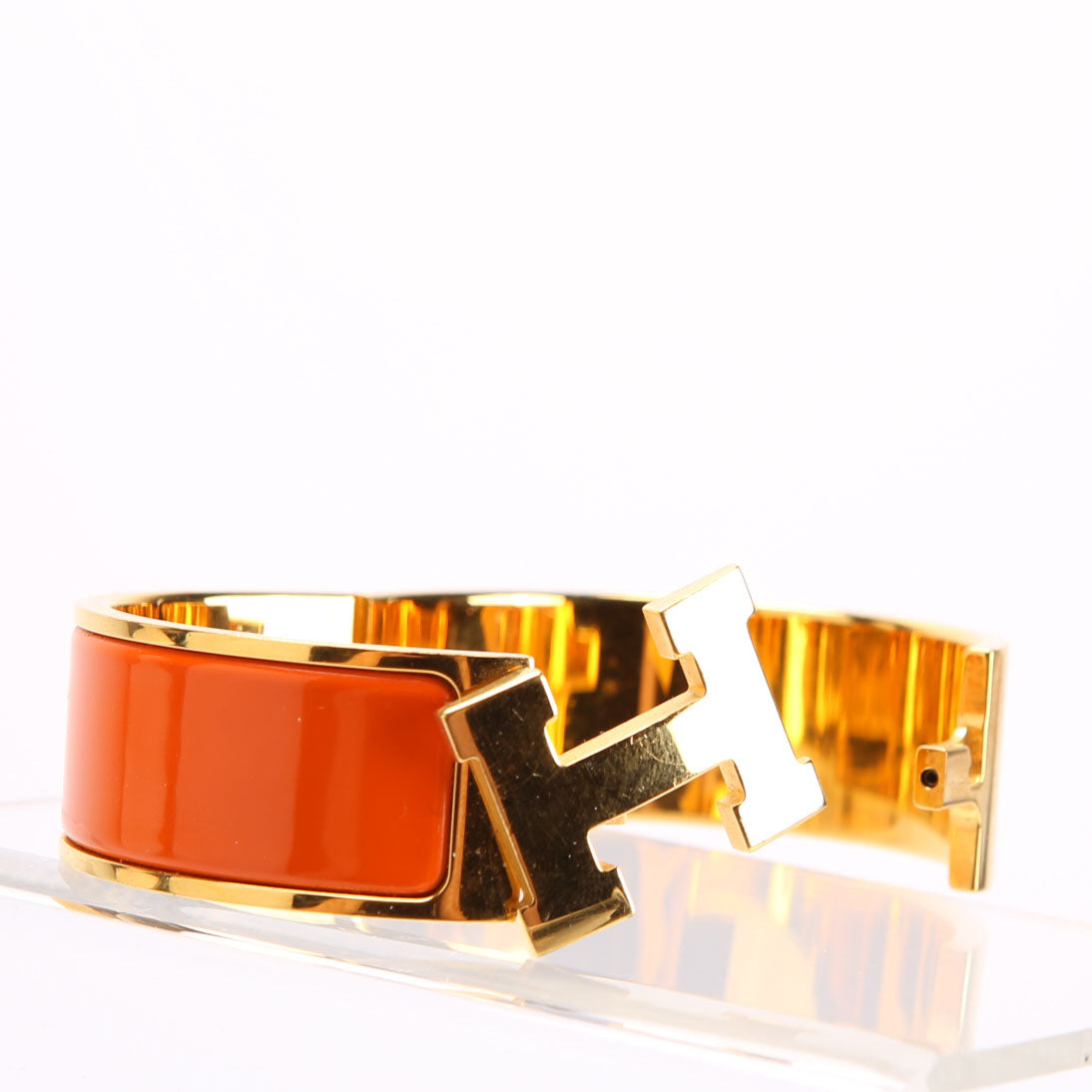 Hermes Clic Clac Wide GM Bracelet Gold/Orange