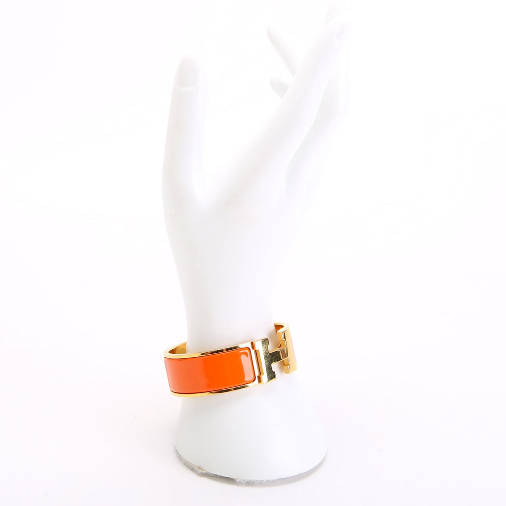 Hermes Clic Clac Wide GM Bracelet Gold/Orange
