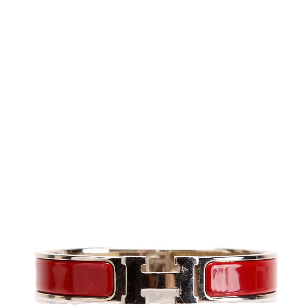 Hermes Clic Clac Narrow GM Bracelet Silver/Red