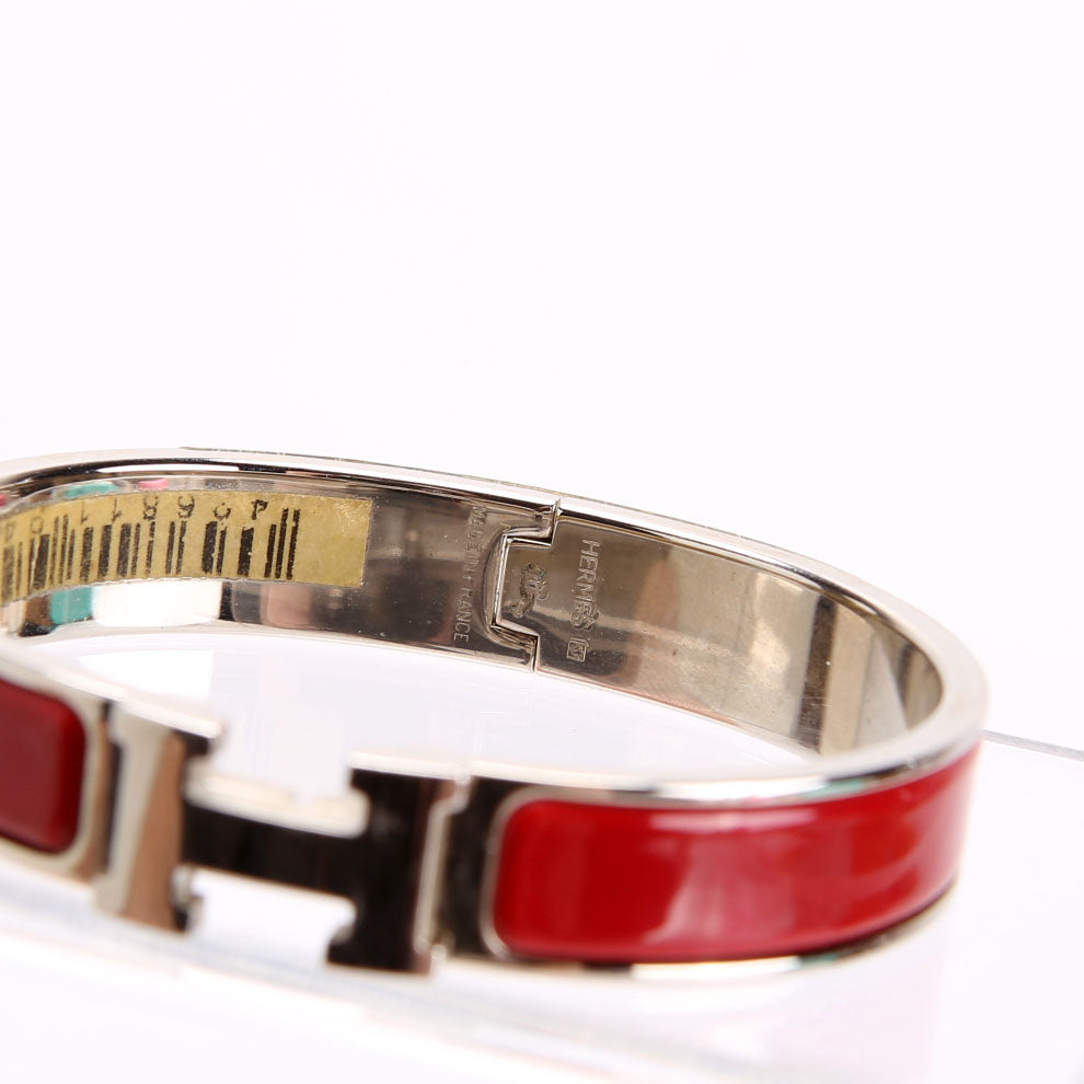 Hermes Clic Clac Narrow GM Bracelet Silver/Red