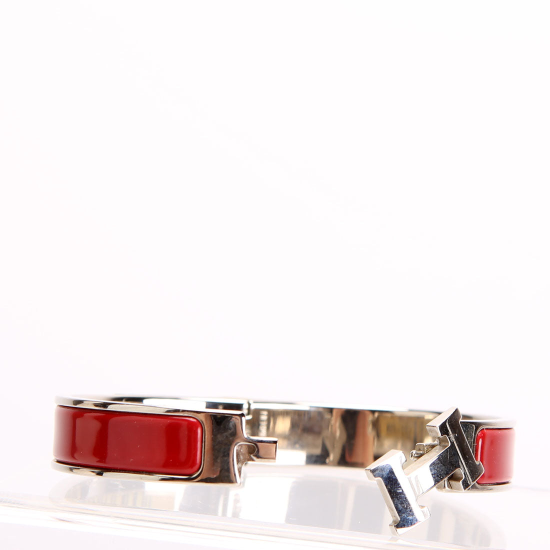 Hermes Clic Clac Narrow GM Bracelet Silver/Red