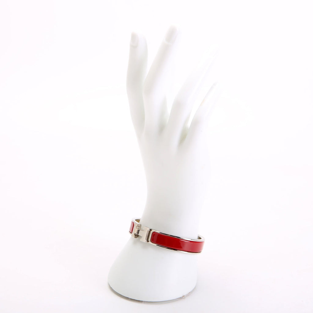 Hermes Clic Clac Narrow GM Bracelet Silver/Red