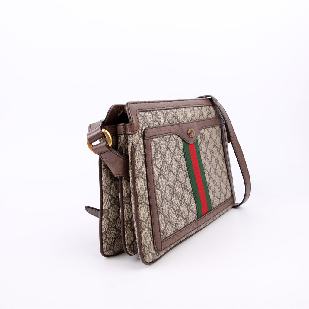 Gucci 523354 GG Supreme Ophidia Medium Shoulder Bag Brown