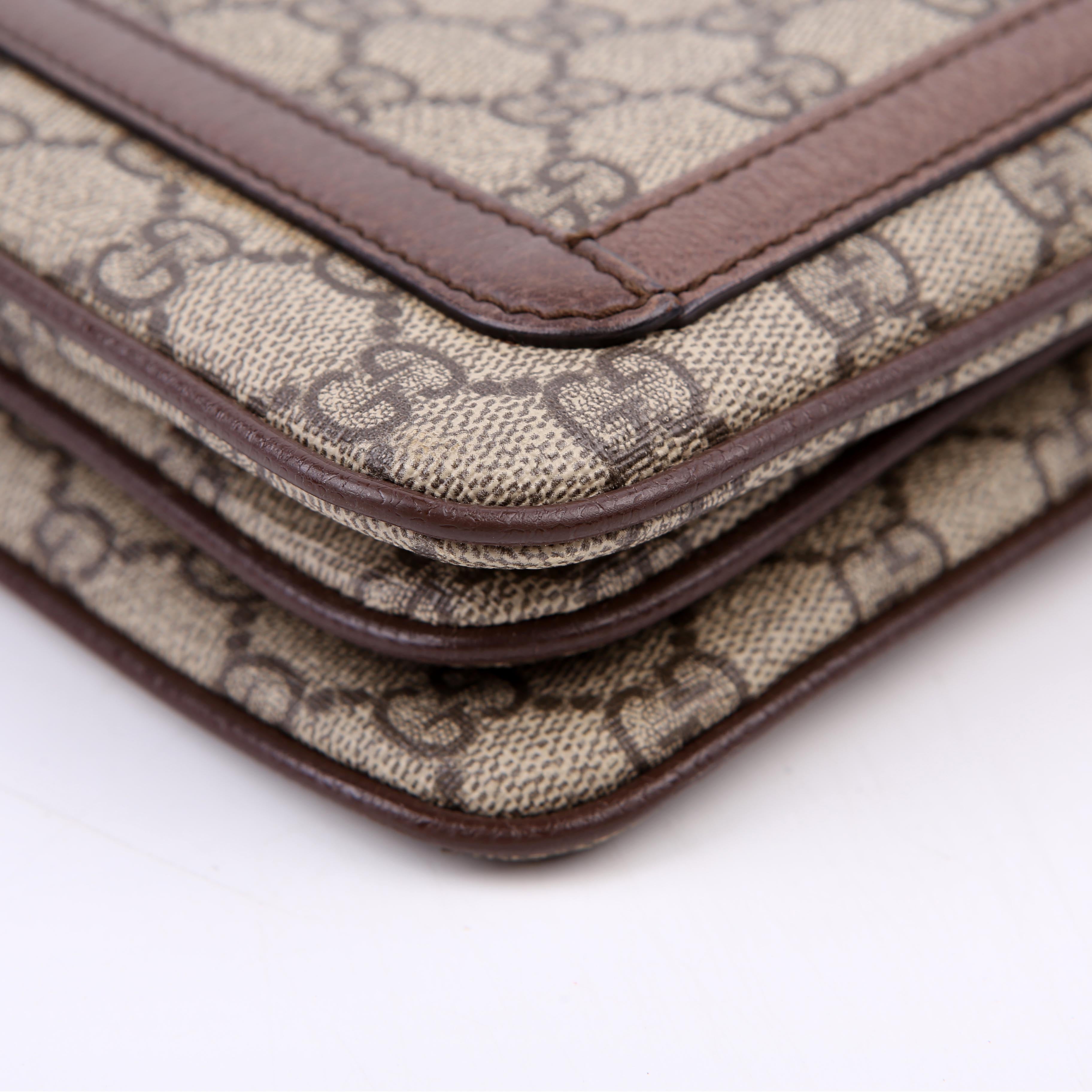 Gucci 523354 GG Supreme Ophidia Medium Shoulder Bag Brown