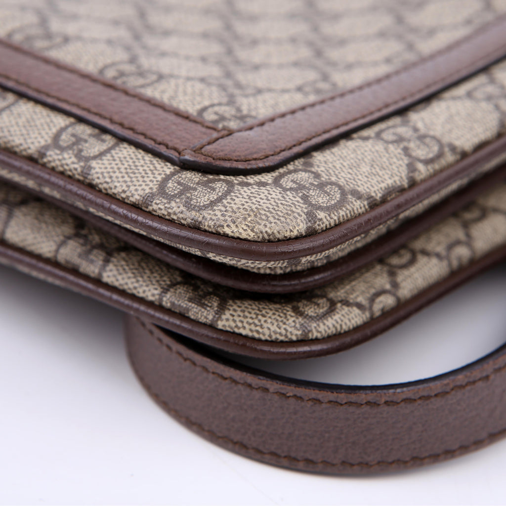 Gucci 523354 GG Supreme Ophidia Medium Shoulder Bag Brown