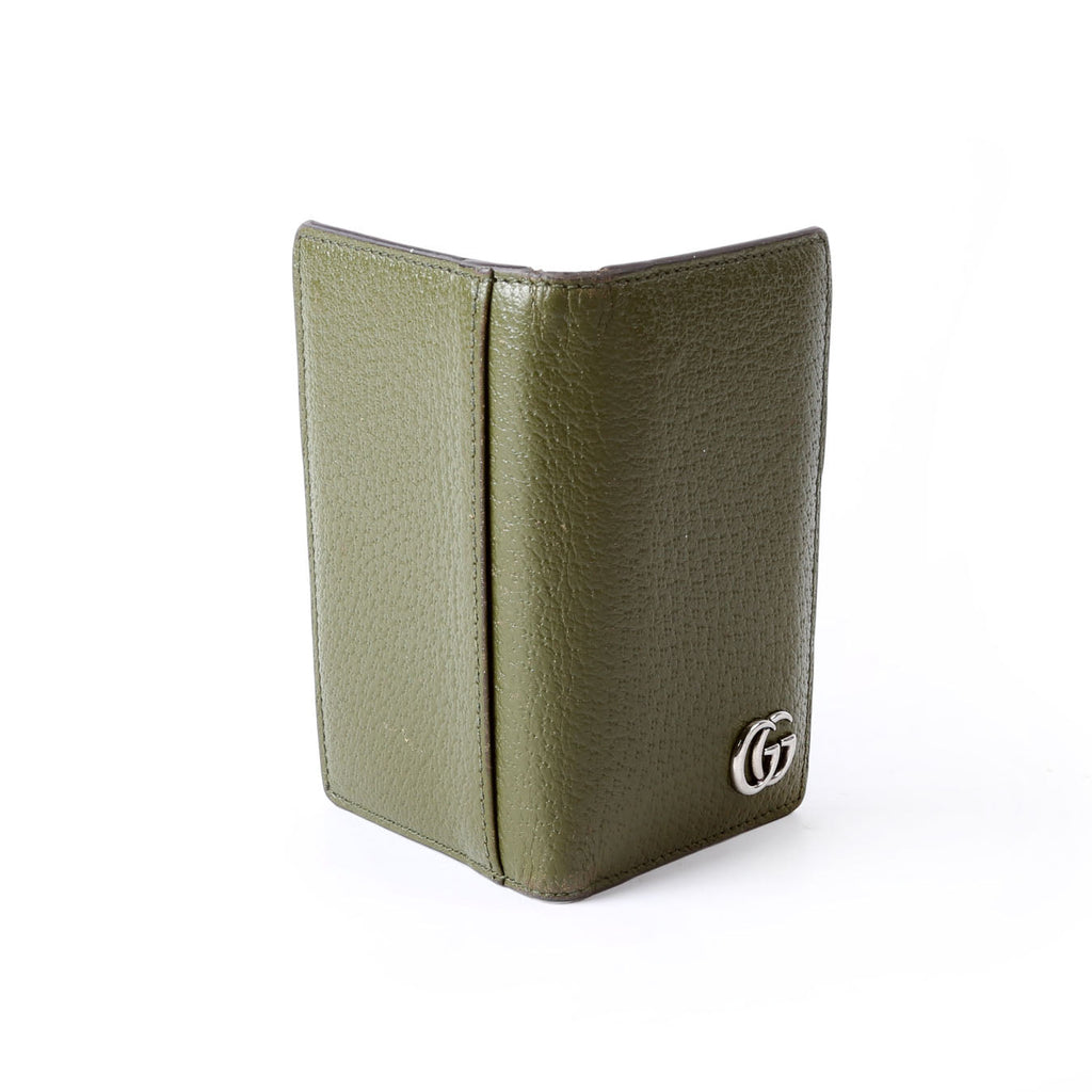 Gucci 734944 GG Marmont Card Case Leather Green