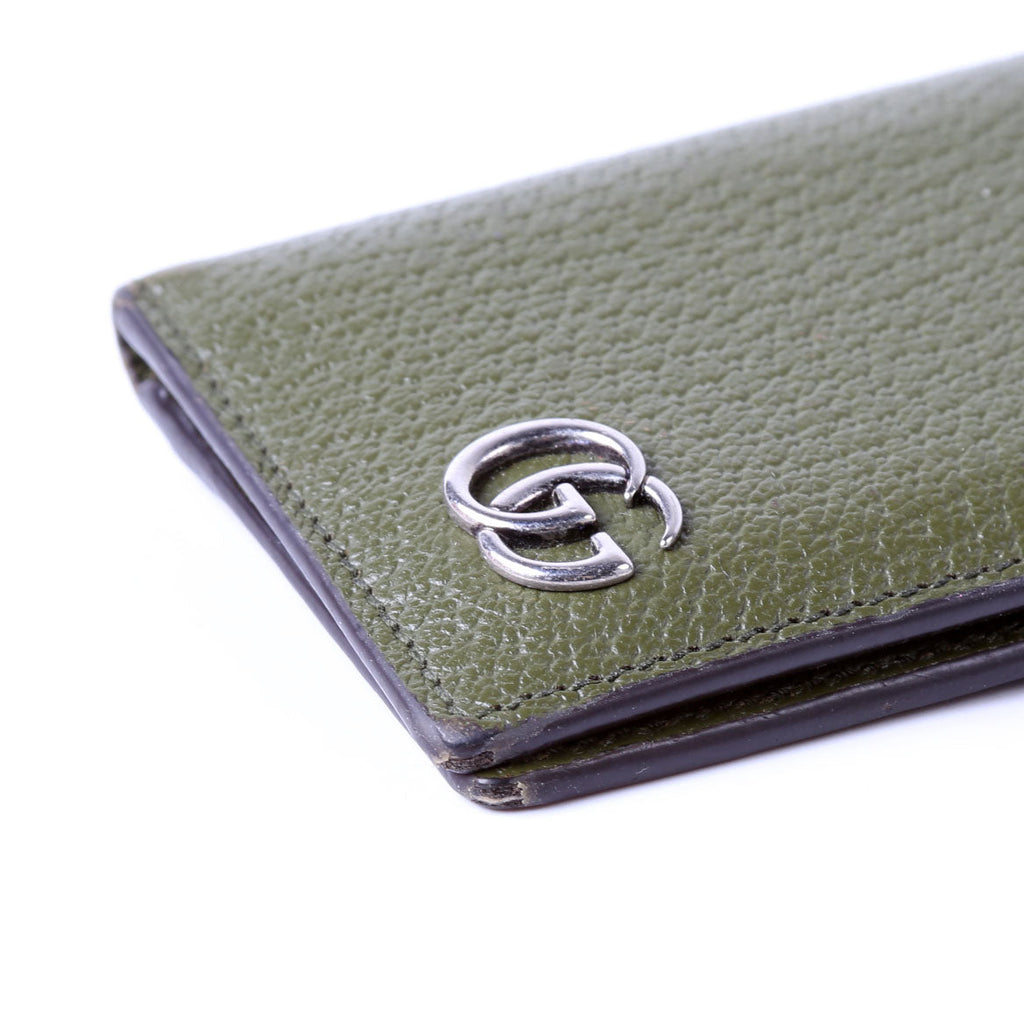 Gucci 734944 GG Marmont Card Case Leather Green