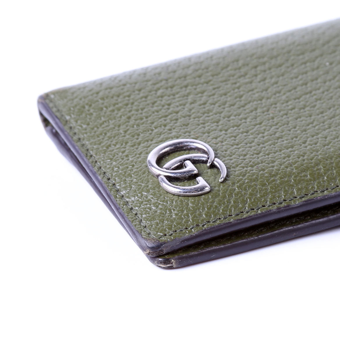 Gucci 734944 GG Marmont Card Case Leather Green