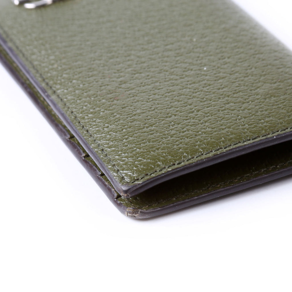 Gucci 734944 GG Marmont Card Case Leather Green
