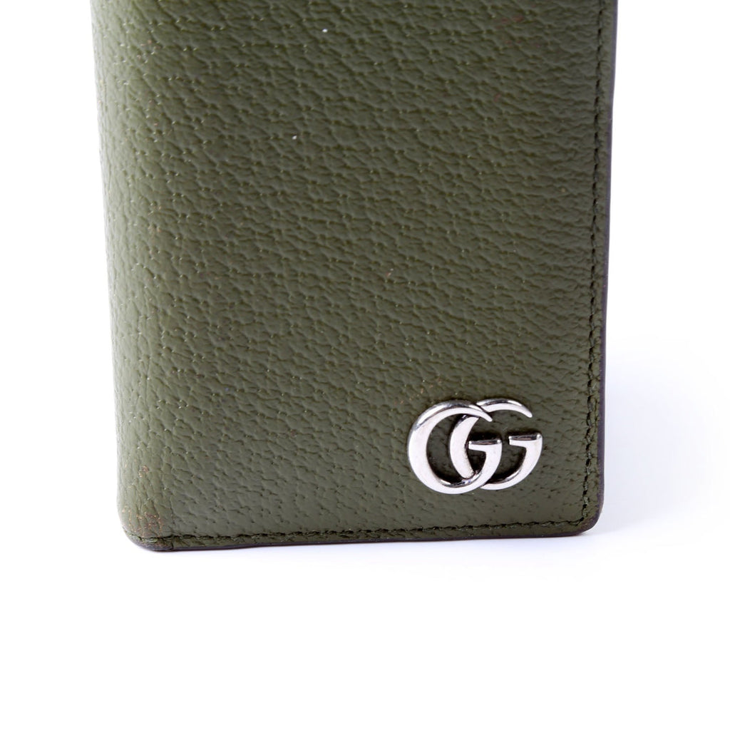 Gucci 734944 GG Marmont Card Case Leather Green