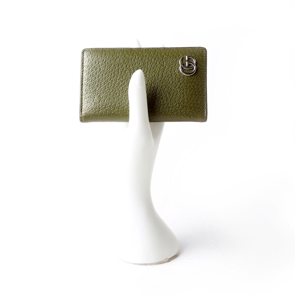 Gucci 734944 GG Marmont Card Case Leather Green