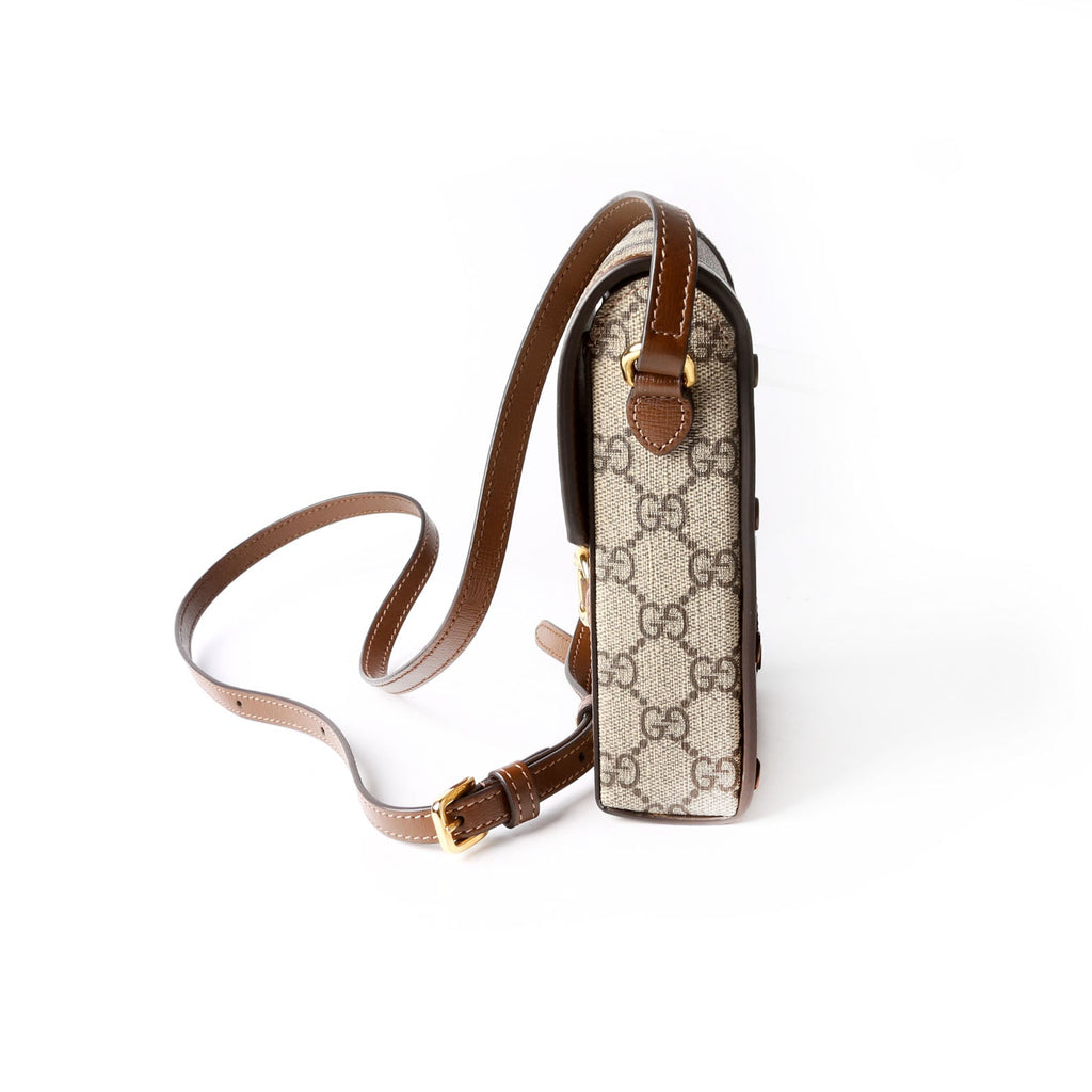 Gucci 625615 Horsebit 1955 GG Supreme Mini Bag Brown