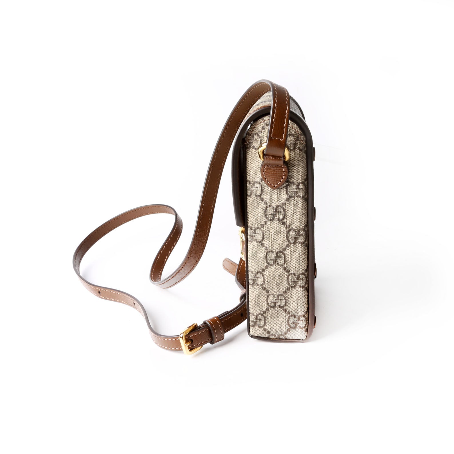 Gucci 625615 Horsebit 1955 GG Supreme Mini Bag Brown