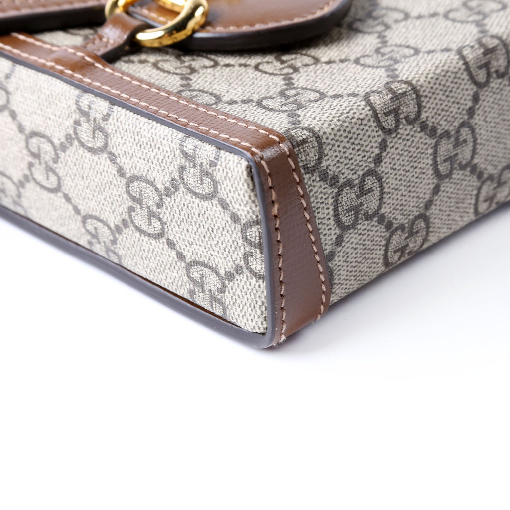 Gucci 625615 Horsebit 1955 GG Supreme Mini Bag Brown