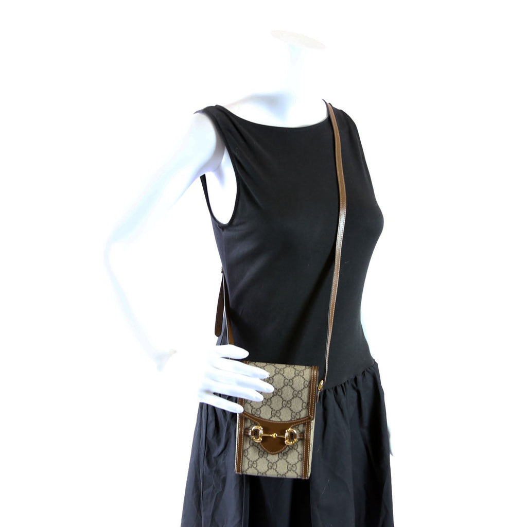 Gucci 625615 Horsebit 1955 GG Supreme Mini Bag Brown
