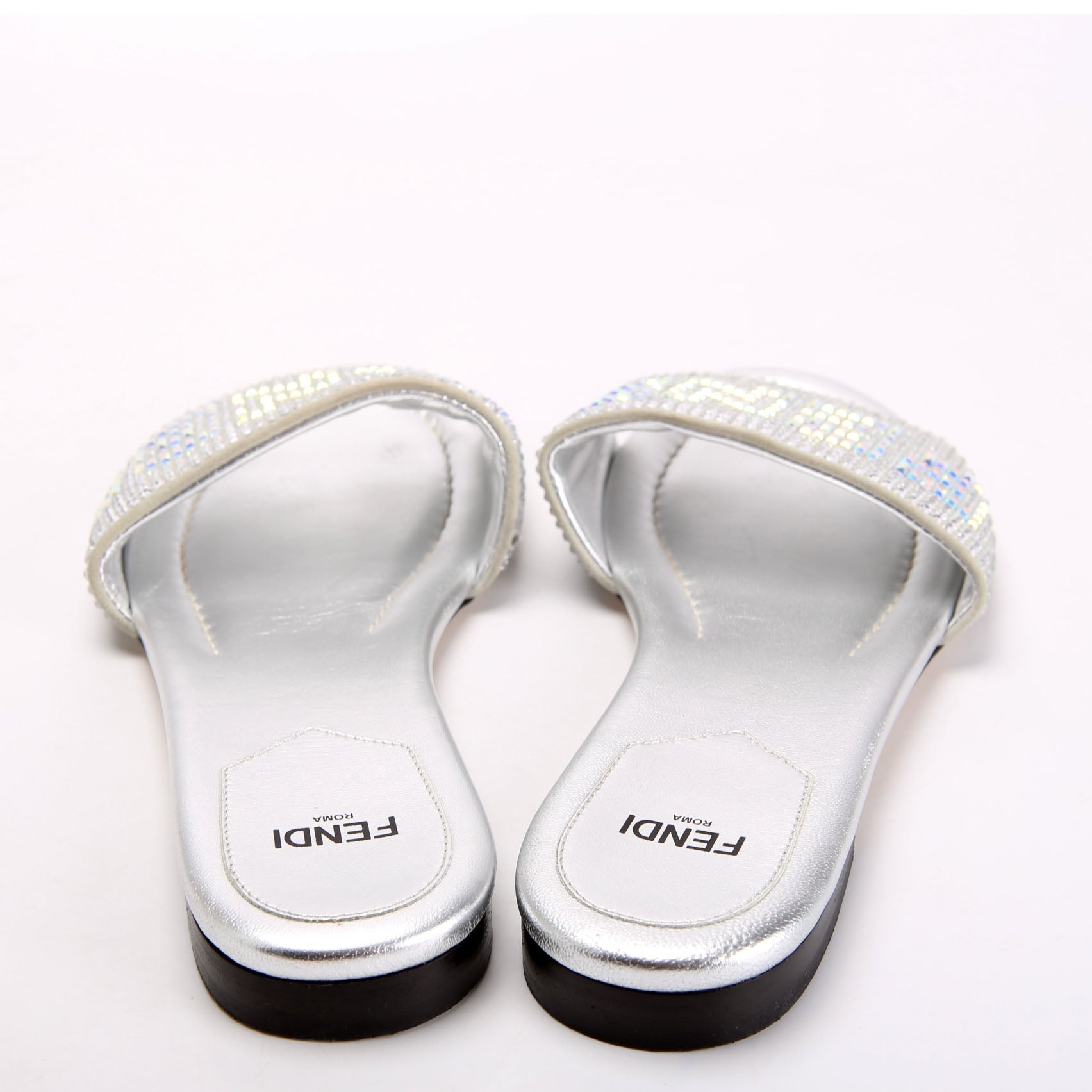 Fendi Crystal Embellished Logo Sandals Size 37