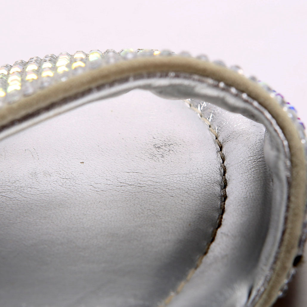 Fendi Crystal Embellished Logo Sandals Size 37