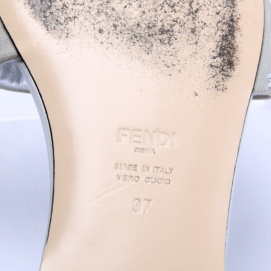 Fendi Crystal Embellished Logo Sandals Size 37