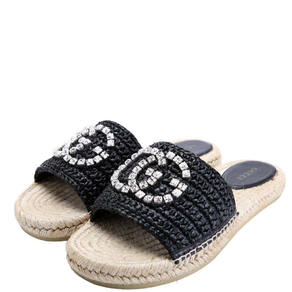 GG Cora Raffia Espadrille Slides Size 37.5
