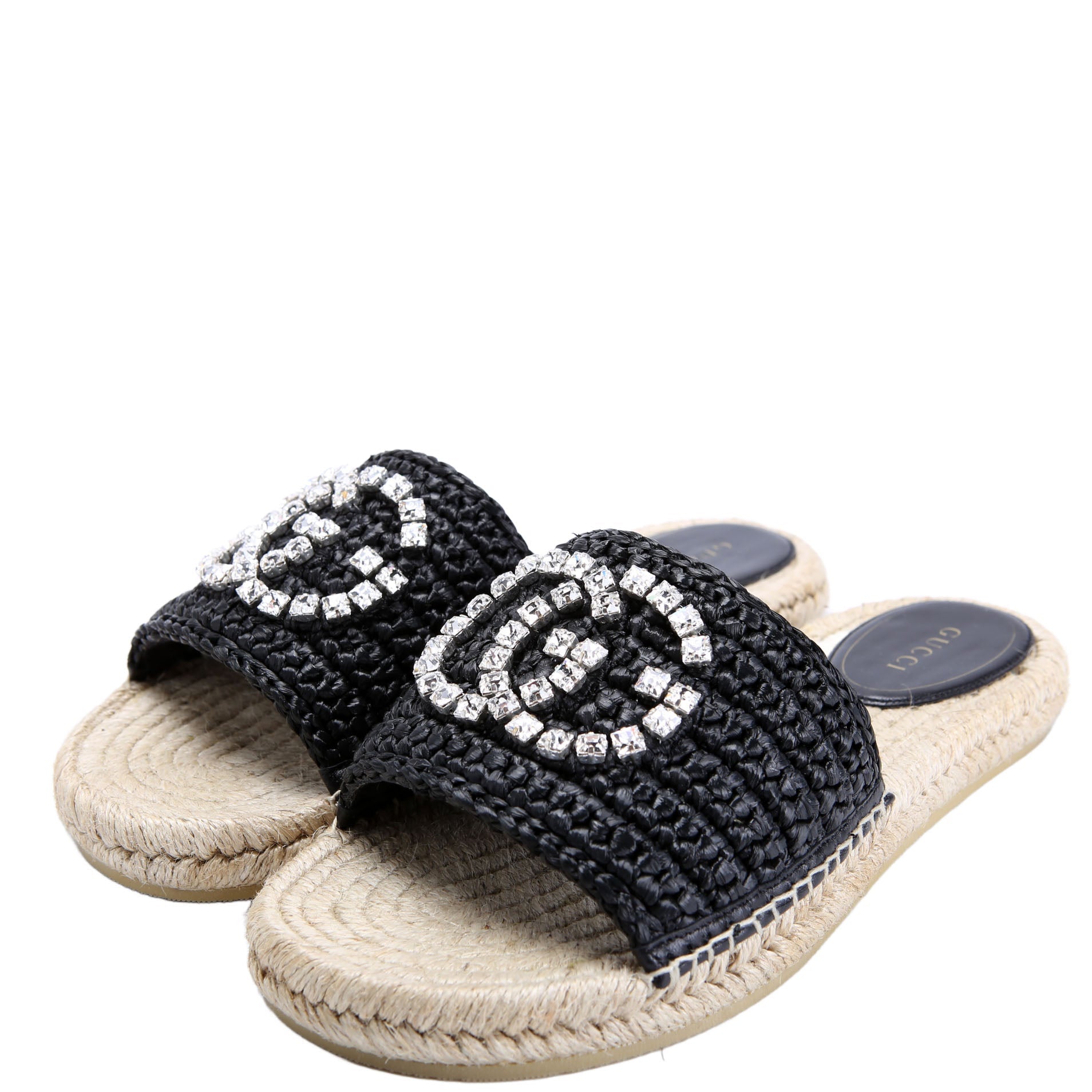 GG Cora Raffia Espadrille Slides Size 37.5