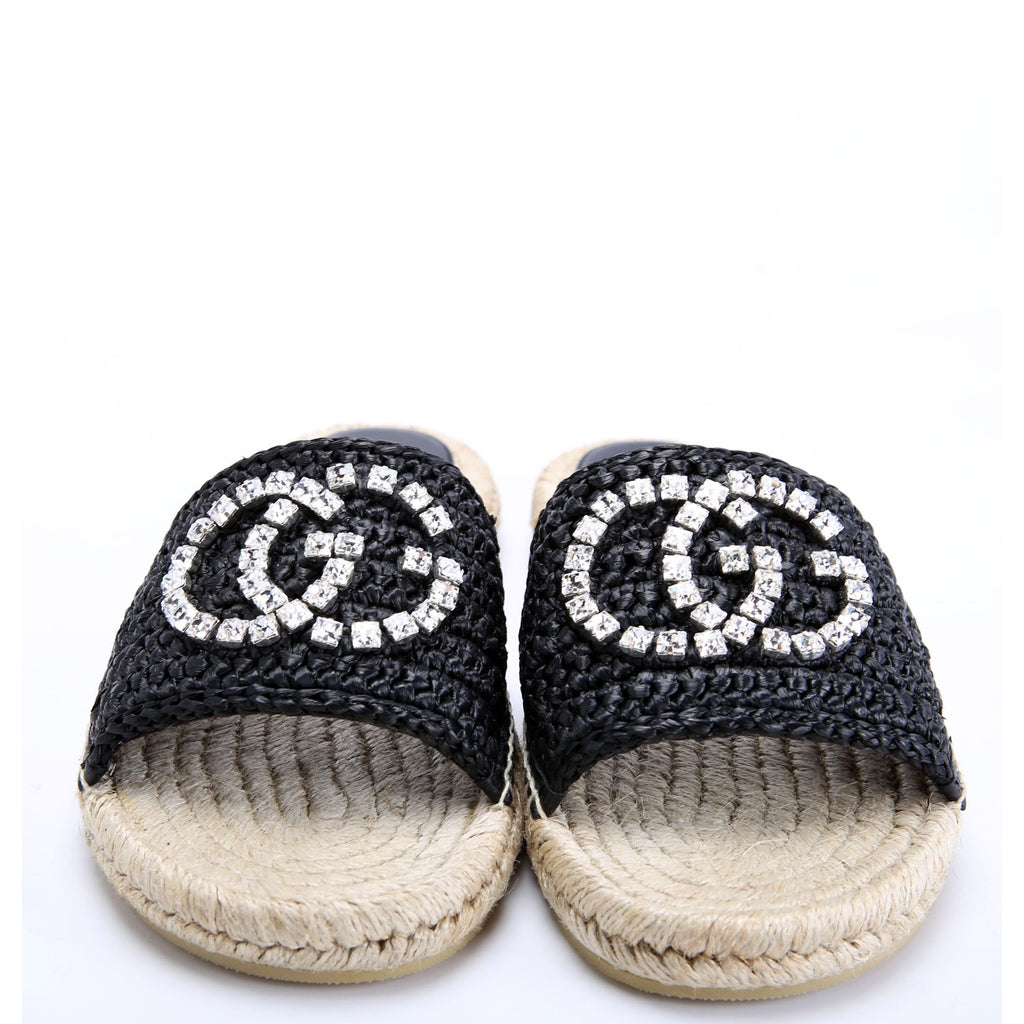 GG Cora Raffia Espadrille Slides Size 37.5