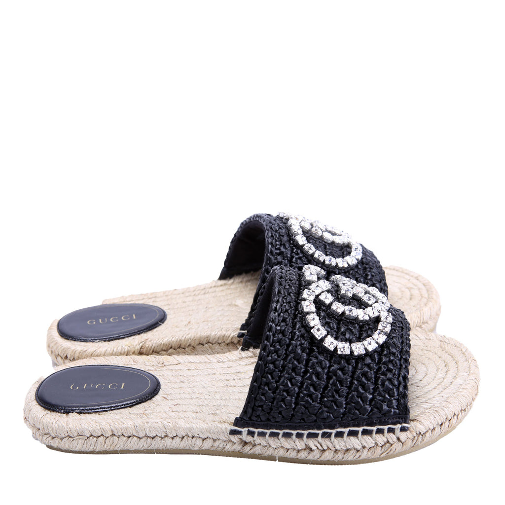 GG Cora Raffia Espadrille Slides Size 37.5